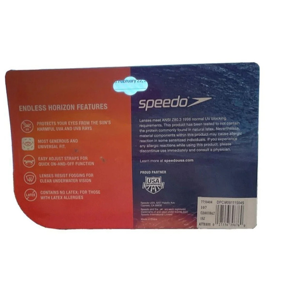 Speedo Swimming Endless‎ Horizon Clear Cobalt Goggles Ages Junior 6-14 NEW - Picture 2 of 2